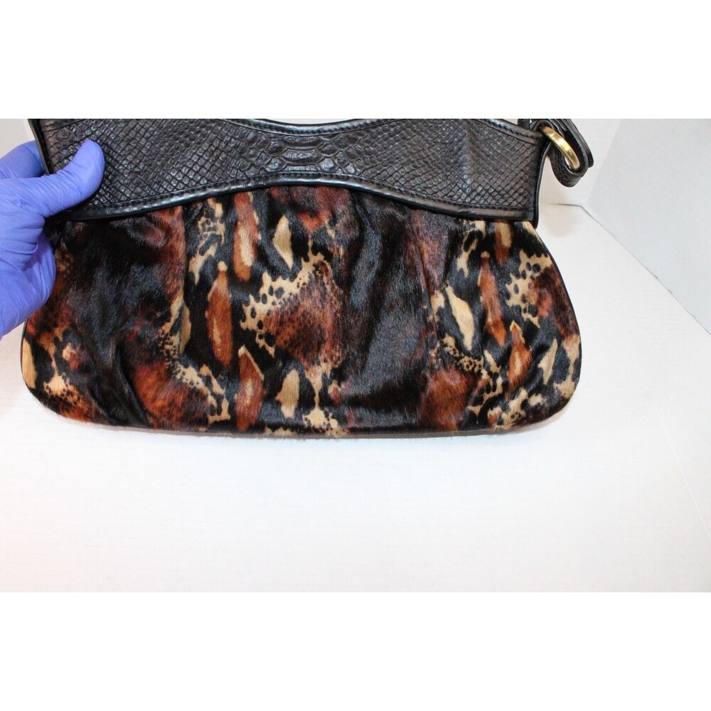 Adrienne Vittadini Snakeskin leather accent Tiger Print Hobo Dustbag - Picture 12 of 16